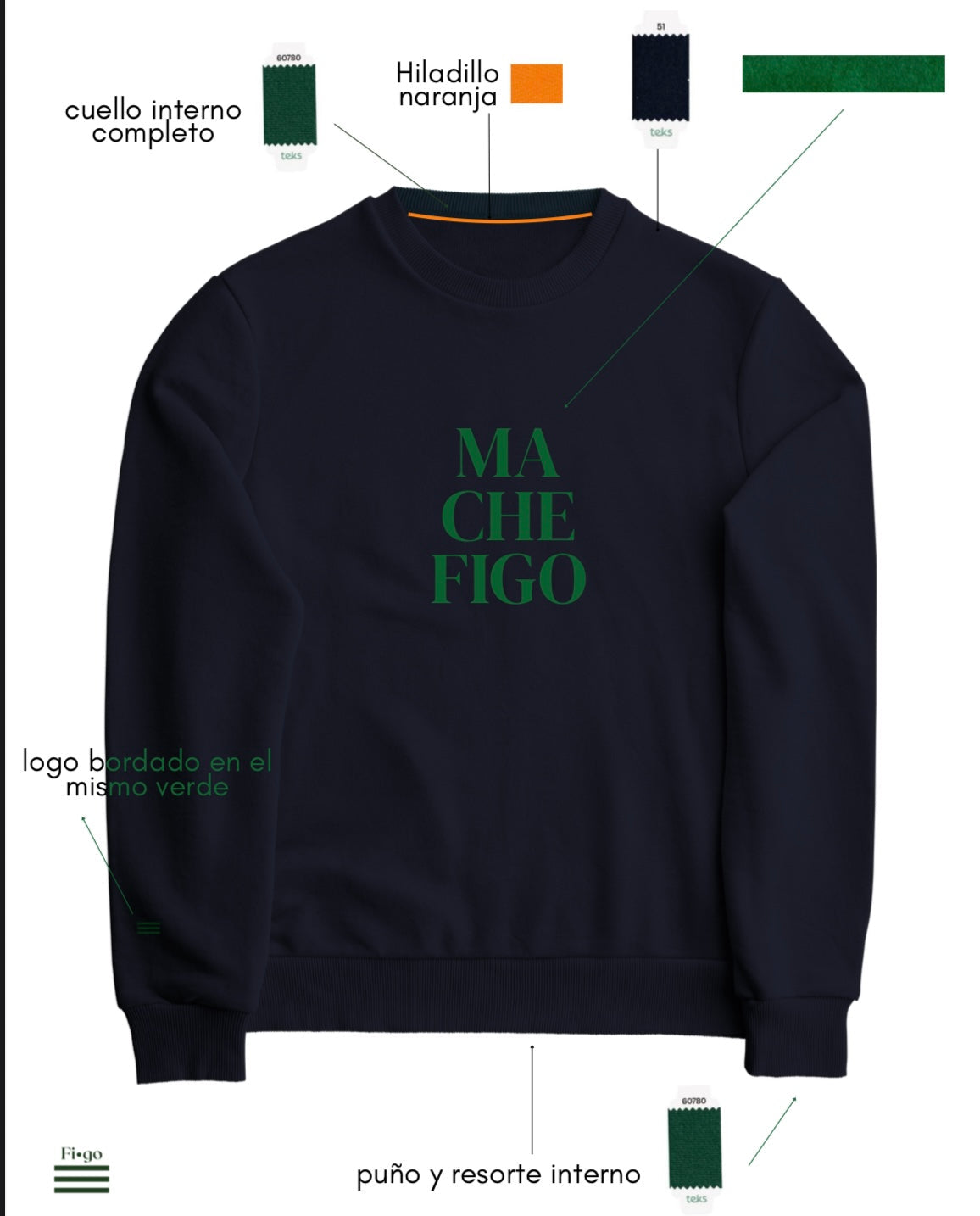Sweatshirt MA CHE FIGO – Blu Notte - NUOVO