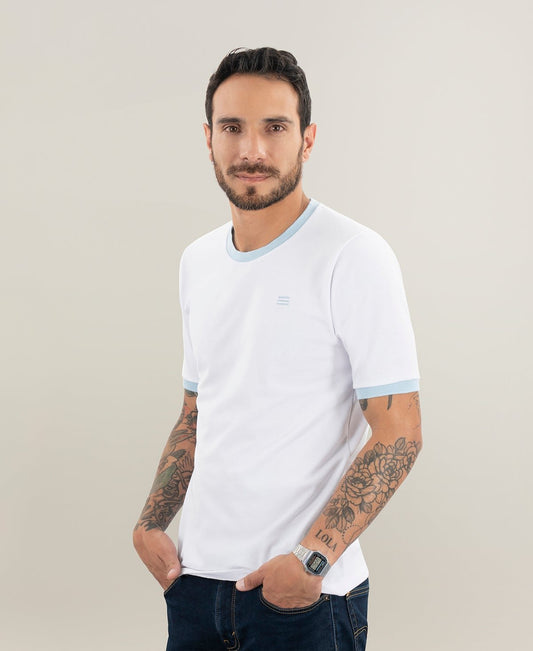 White Collo Navy T-shirt