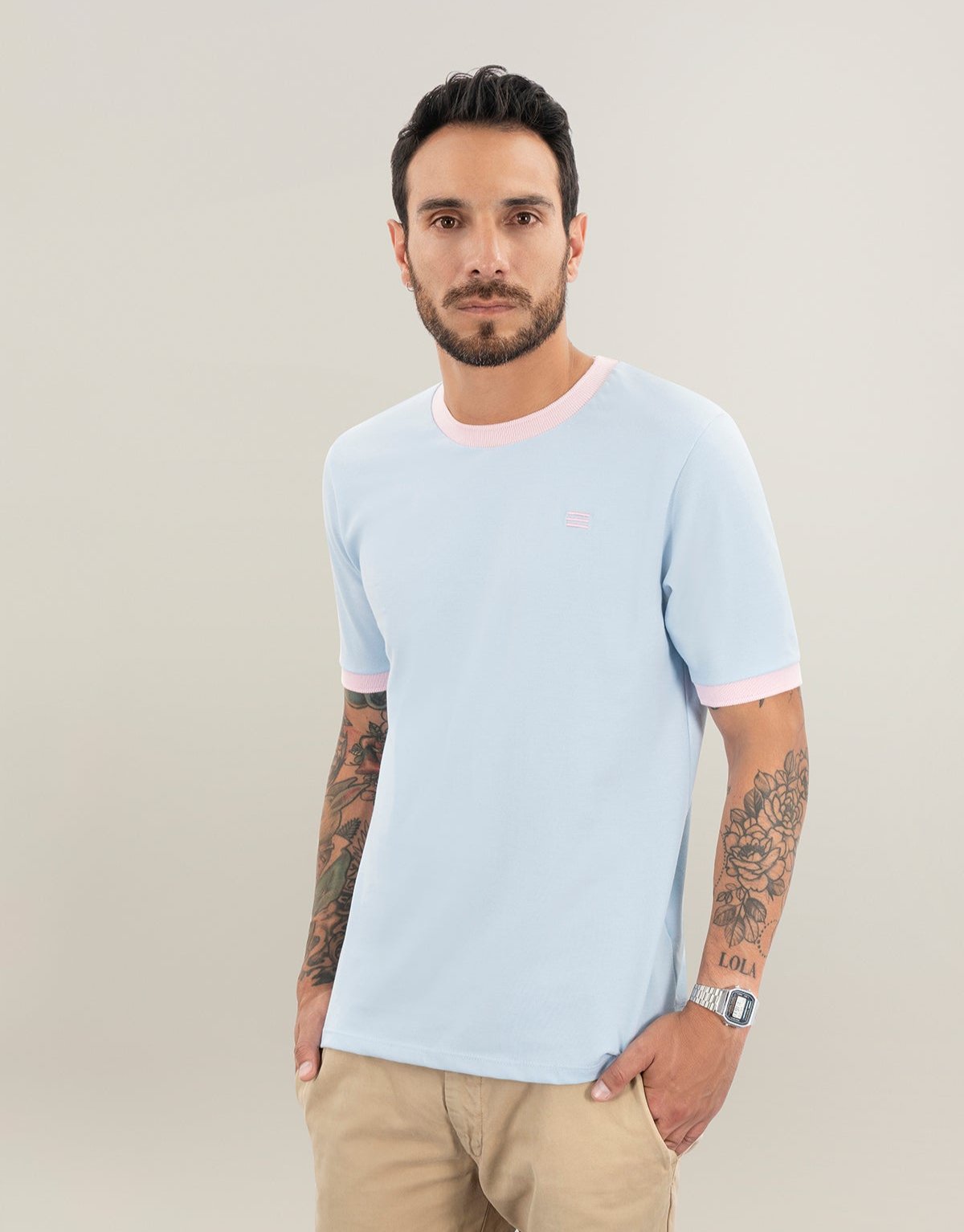Camiseta - Marino Collo Rosa