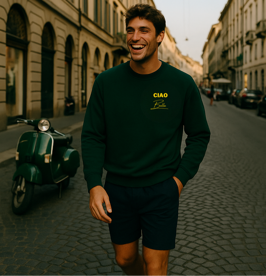 Sweatshirt CIAO BELLA – Verde FIGO  - NUOVO