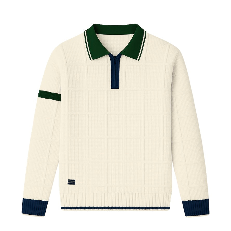NUOVA - (Pre-Order) Polo Long Sleeves Tejida - Figo Navale - cremallera