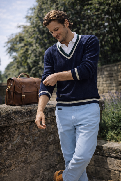 NUOVO - Pantalón prepster classic fit elástico - Blu Celo Figo