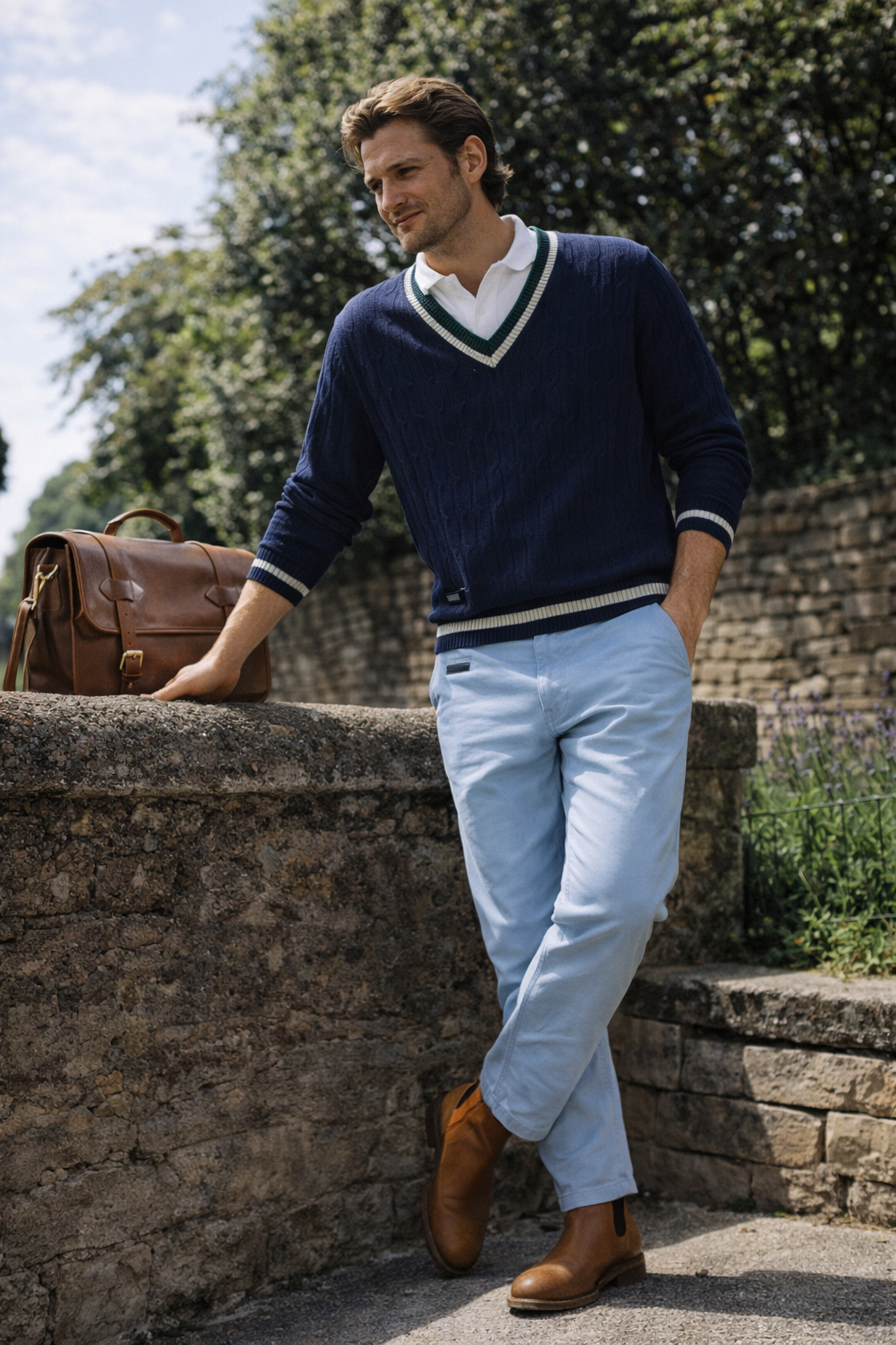 NUOVO - Pantalón prepster classic fit elástico - Blu Celo Figo