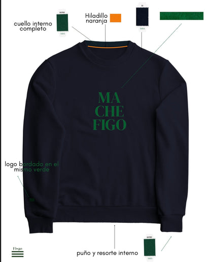 Sweatshirt MA CHE FIGO – Blu Notte  - NUOVO