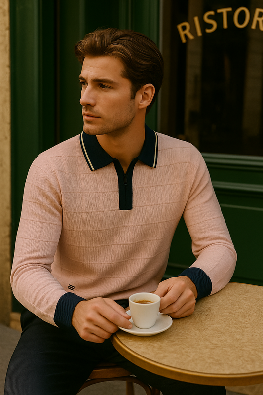 NUOVA Polo Long Sleeves Tejida - Rosa Cipria