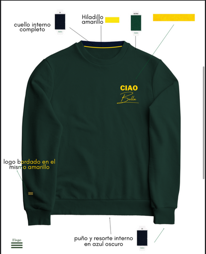 Sweatshirt CIAO BELLA – Verde FIGO  - NUOVO