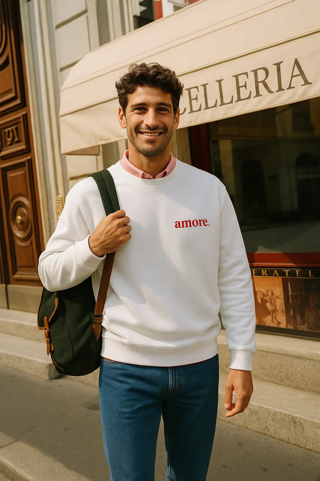 Sweatshirt AMORE. – Avorio  - NUOVO - Figo