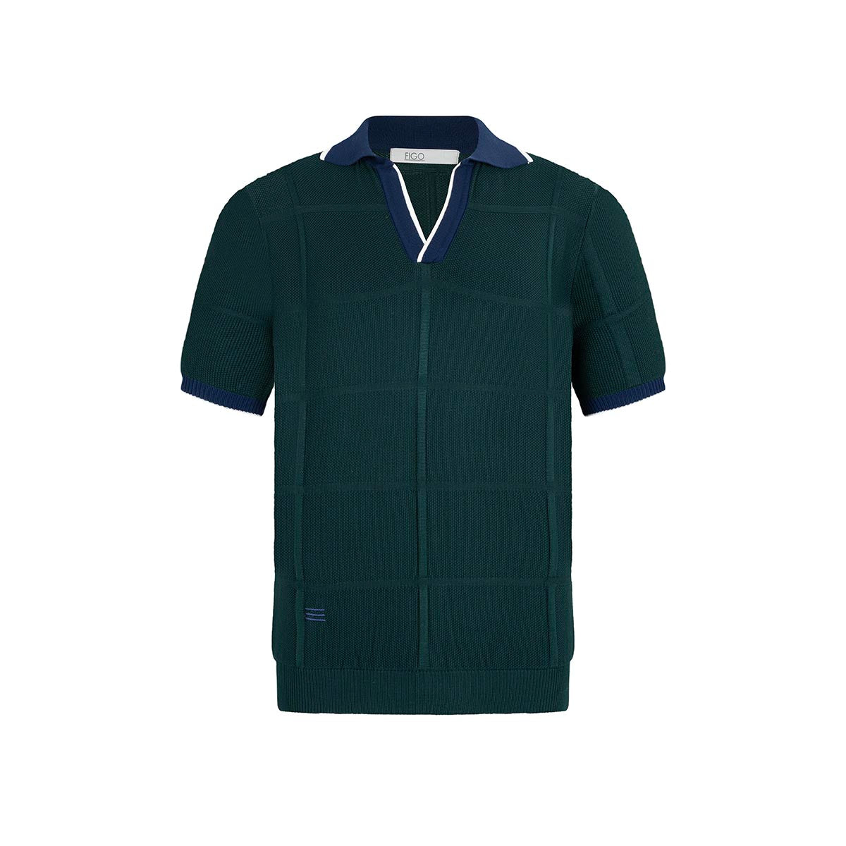 Polo Pescatore Verde Collo Blu