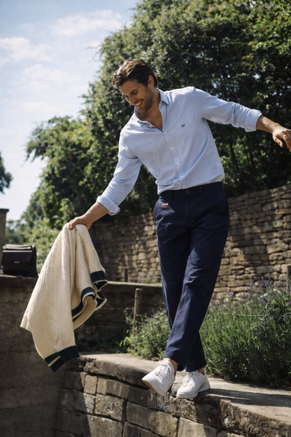 NUOVO - Pantalón prepster classic fit elástico - Blu République Figo